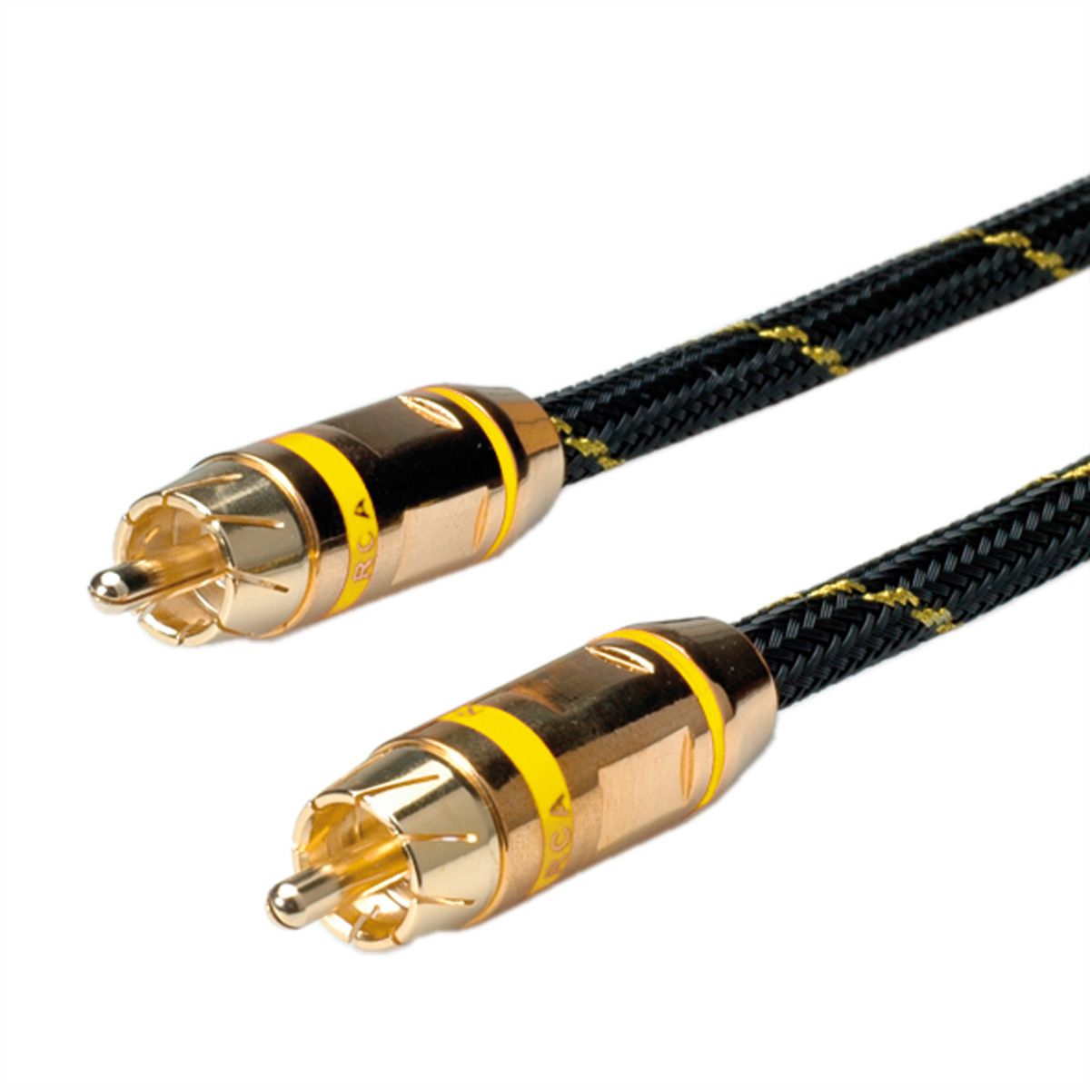 ROLINE GOLD Câble de raccordement RCA simplex M / M, jaune, 5 m, Retail Blister France