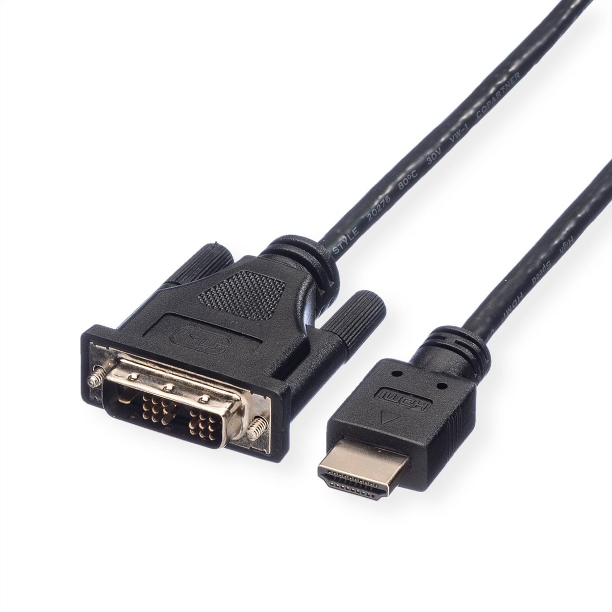 2m ROLINE Câble DVI HDMI I Câble décran avec connecteur DVI D 24+1 Dual Link et HDMI I 4K Ultra HD I noir/argent 