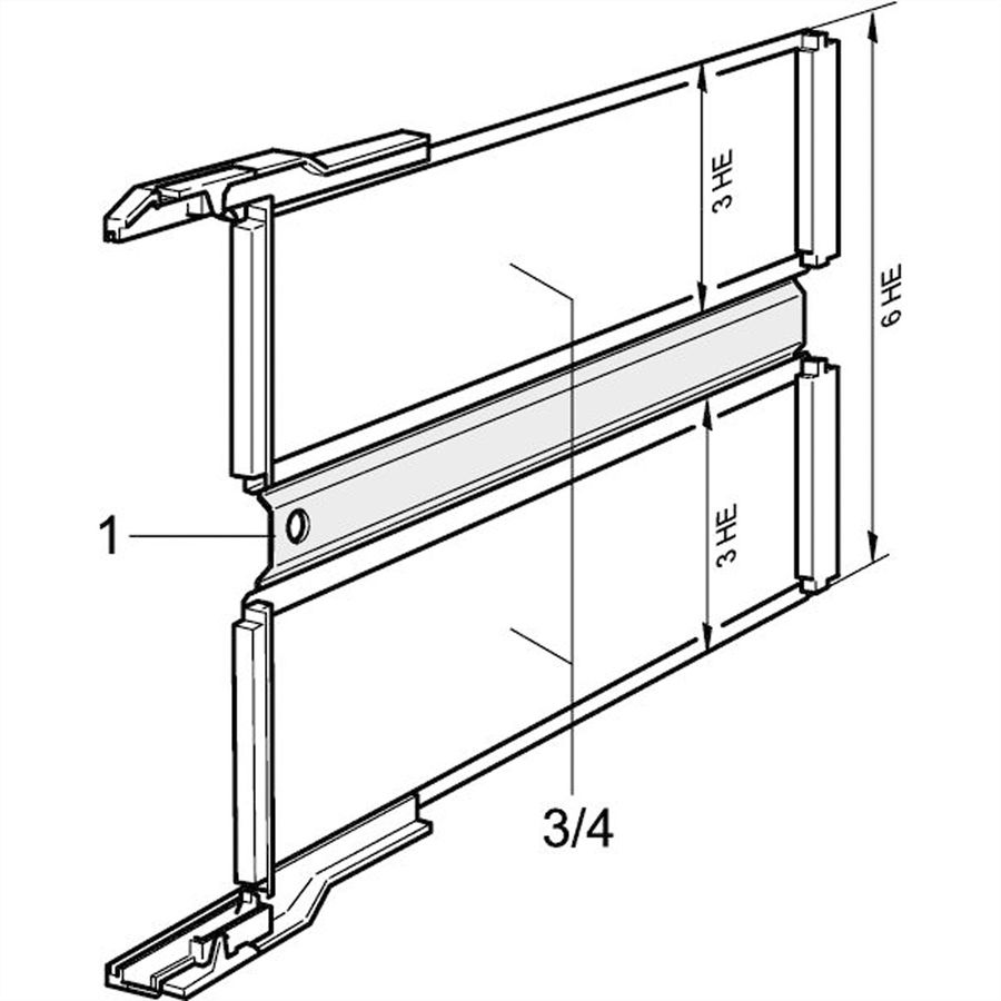 Adaptateur intermédiaire SCHROFF pour assembler plusieurs adaptateurs de test 3 U, 6 U, 160 mm, 290 mm
