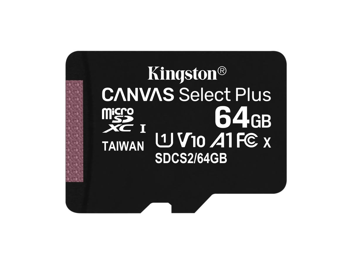 Kingston Technology Carte micSDXC Canvas Select Plus 100R A1 C10 de 64 Go sans ADP