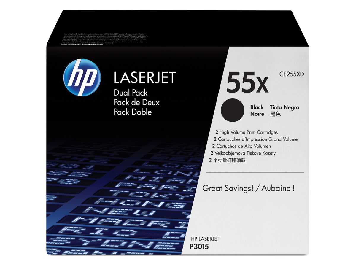 HP 55X pack de 2 toners noir grande capacité authentiques