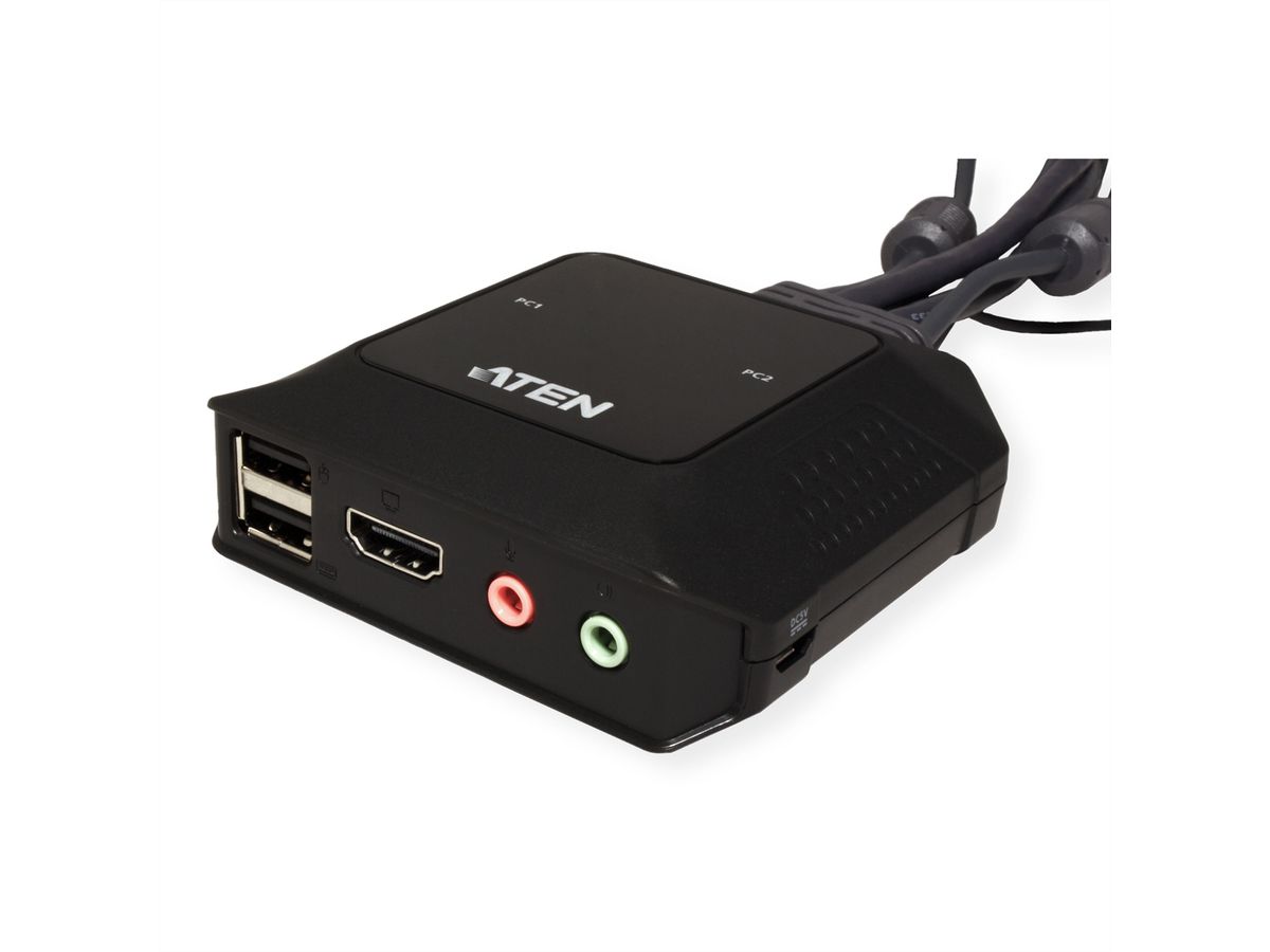 ATEN CS22H Commutateur KVM câble HDMI 4K USB 2 ports avec sélecteur de port distant