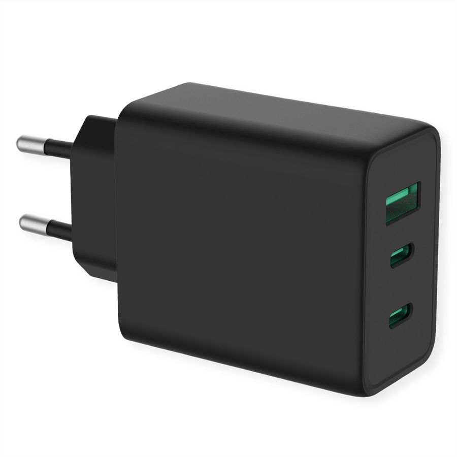 VALUE Chargeur USB, 3 ports, (2x C+ 1x A), 65W, technologie GaN