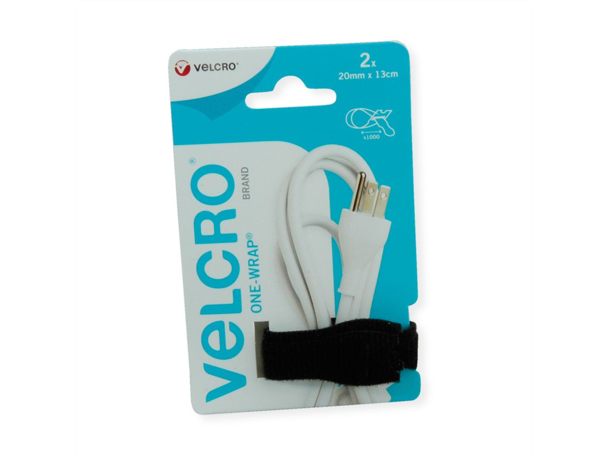 VELCRO® ONE-WRAP Bande Snack Size, réutilisable, noire, noir