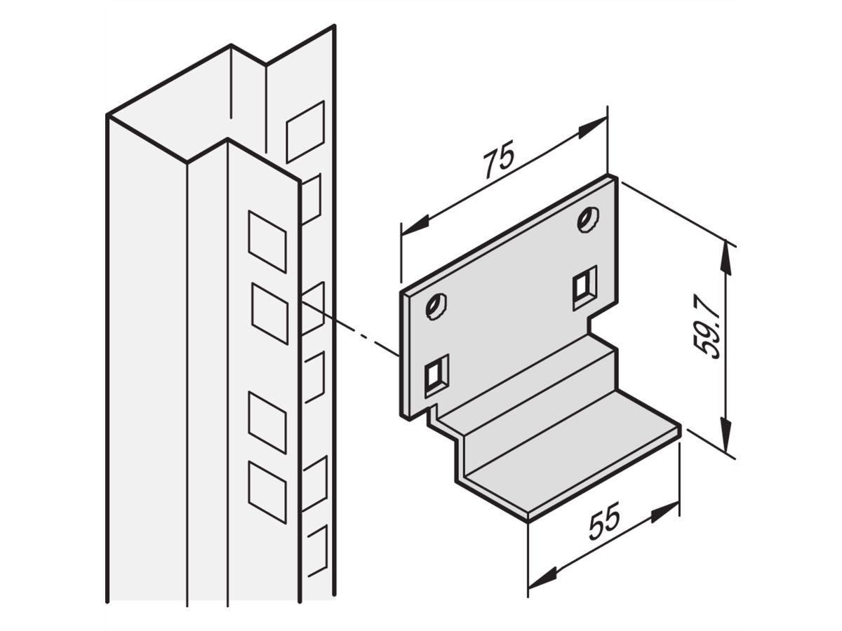 SCHROFF Eurorack Rail coulissant court, 1 pièce