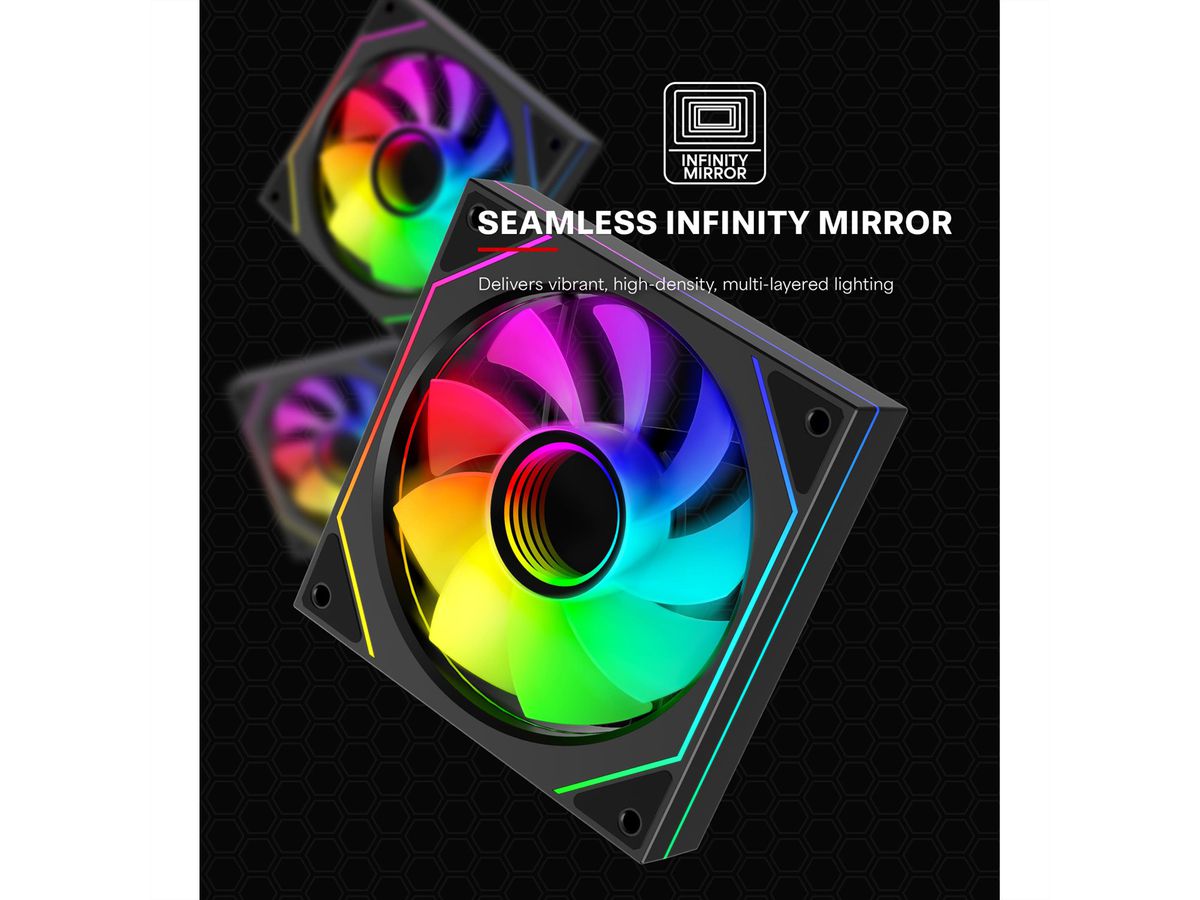 XILENCE XF078 Ventilateur de boîtier Reverse, avec Design Infinity Mirror