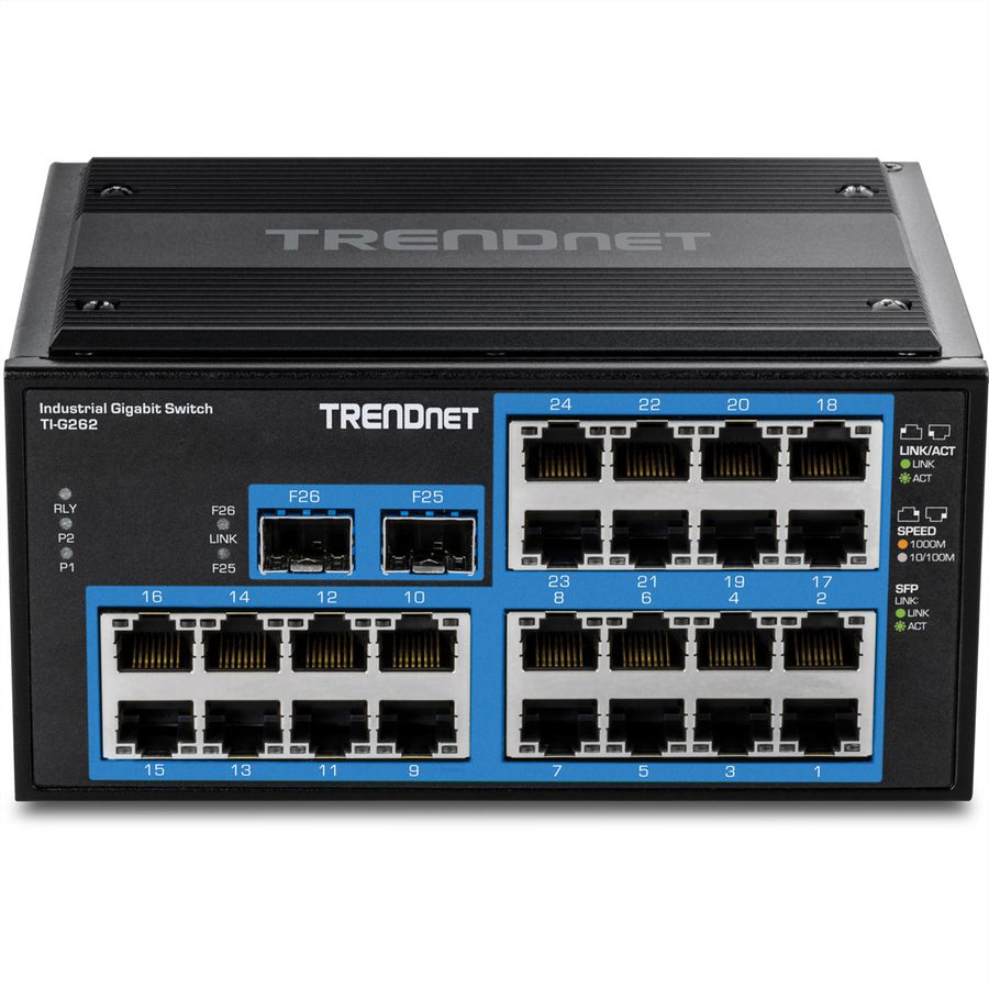 TRENDnet TI-G262 Switch Rail DIN Gigabit, industriel renforcé à 26 ports