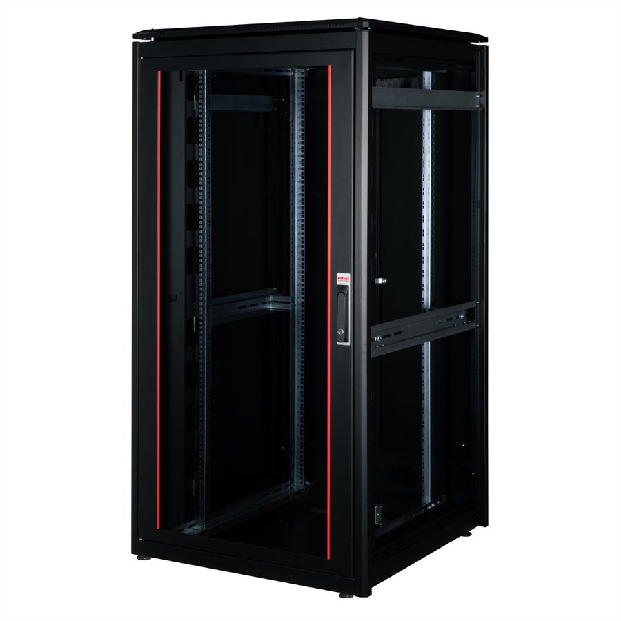 ROLINE 19" Baie réseau Pro 32U, 800x800 LxP Porte verre noir