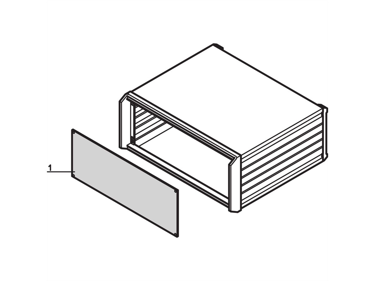 SCHROFF PropacPRO Face avant, pleine largeur, non blindée, 2 U, 42 CV, 2 mm, alu, anodisé, bords non traités