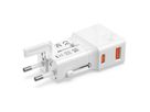 ROLINE Chargeur de voyage USB avec prise UK/US/Euro, 2 ports, 1x QC3.0 A + 1x C (PD), 25W