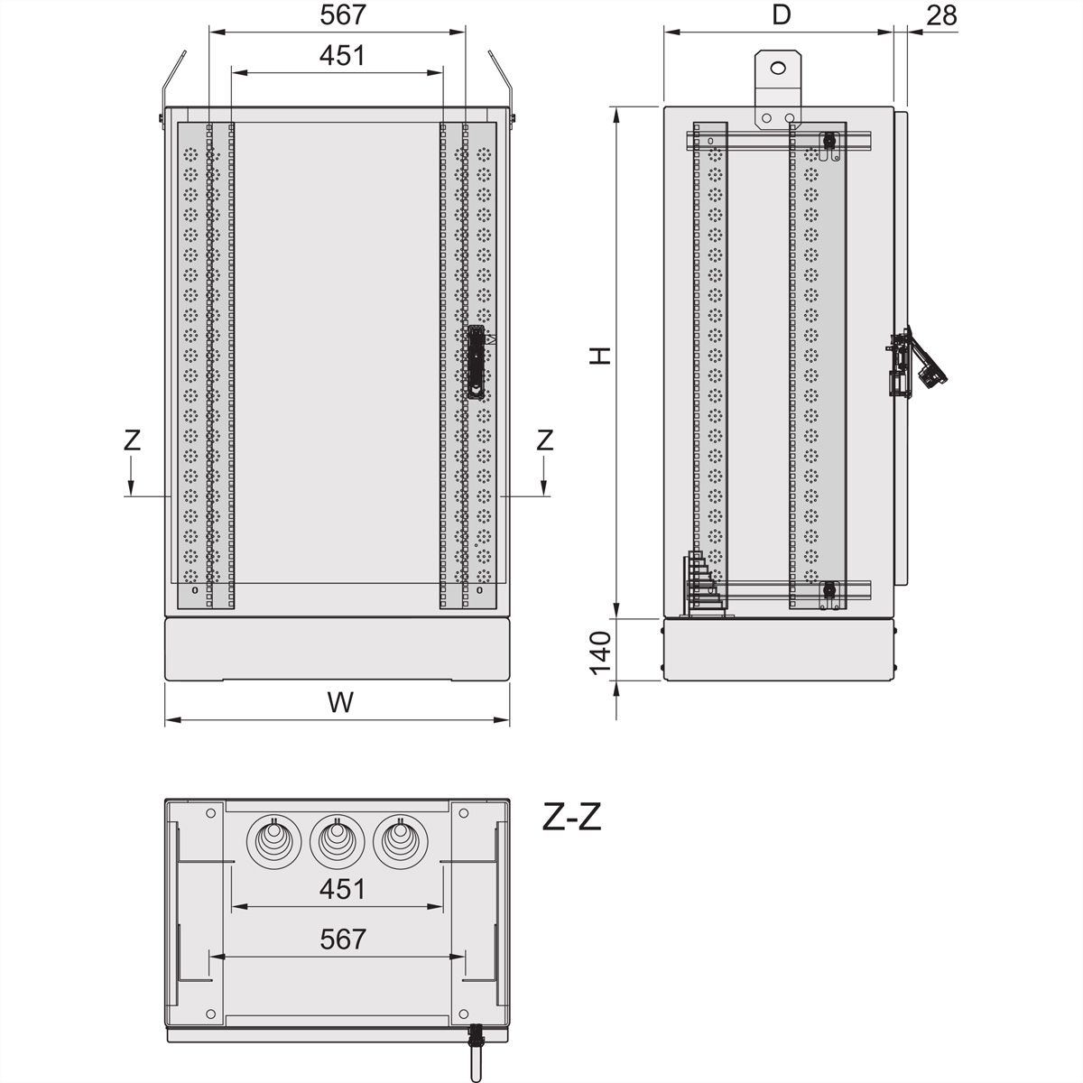 SCHROFF Outdoor Comline FTTX Cabinet With Single Access, 600H 800W 600D