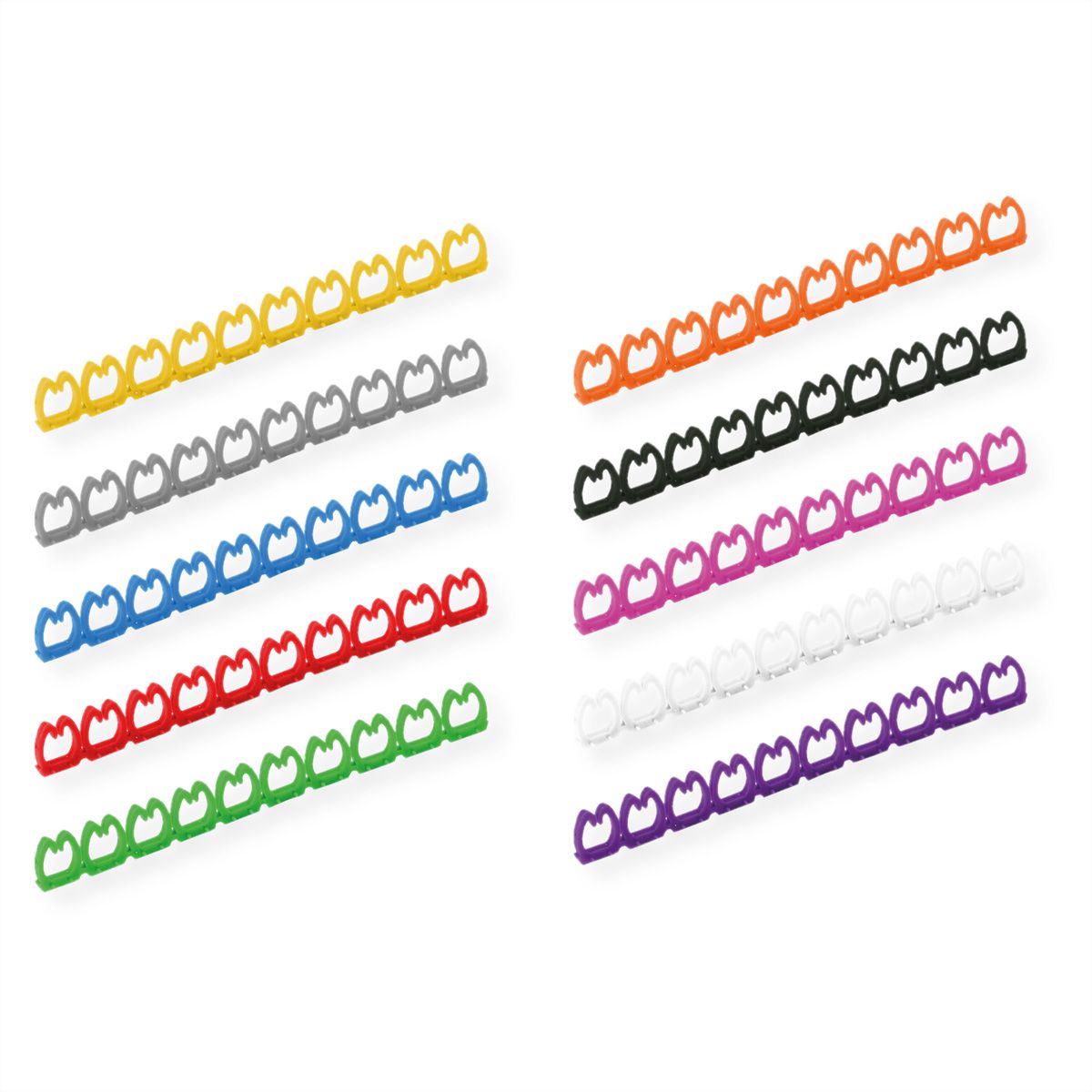 VALUE Set de marqueurs pour câbles patch, 10x 10 pièces, 4 - 5.5 mm, multicolore