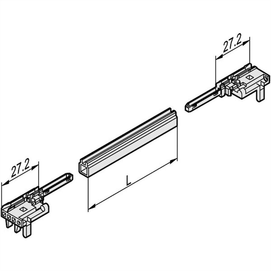 SCHROFF Rail de guidage en plusieurs parties, pièce intermédiaire, profilé aluminium, 160 mm, largeur de rainure 2,5 mm, argent, 10 pièces