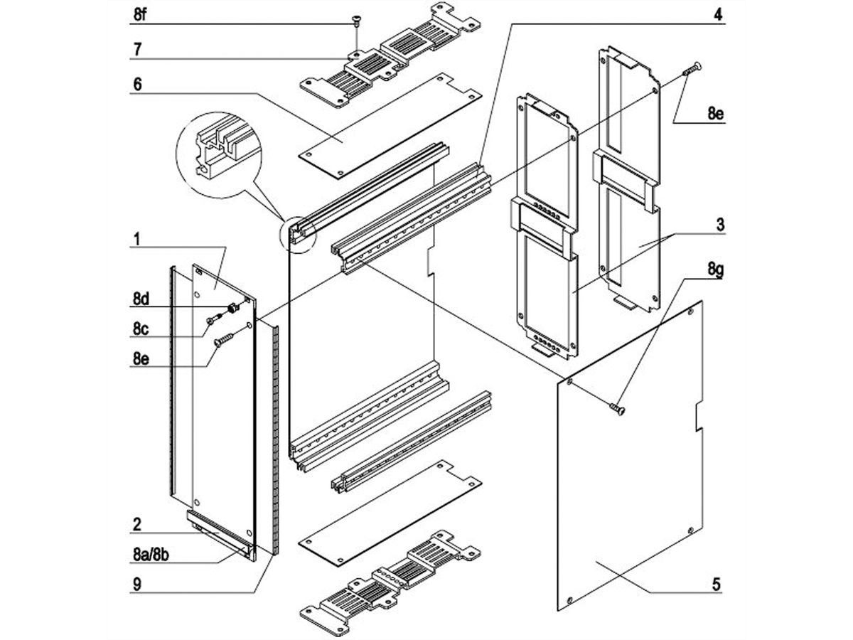 SCHROFF matériel de montage pour une cassette - SET DE FIXATION CASSETTE 3U/6U
