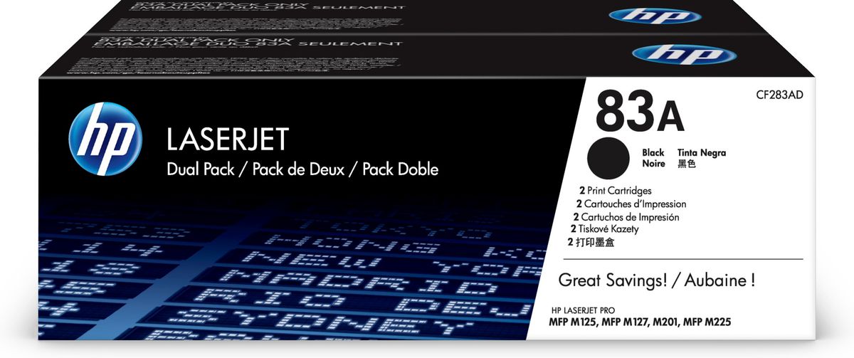 HP Pack de 2 toners LaserJet 83A noir authentiques