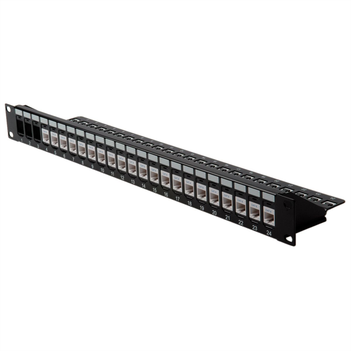 ROLINE Panneau de brassage 19" pour Keystones 24 ports, non-blindé, noir