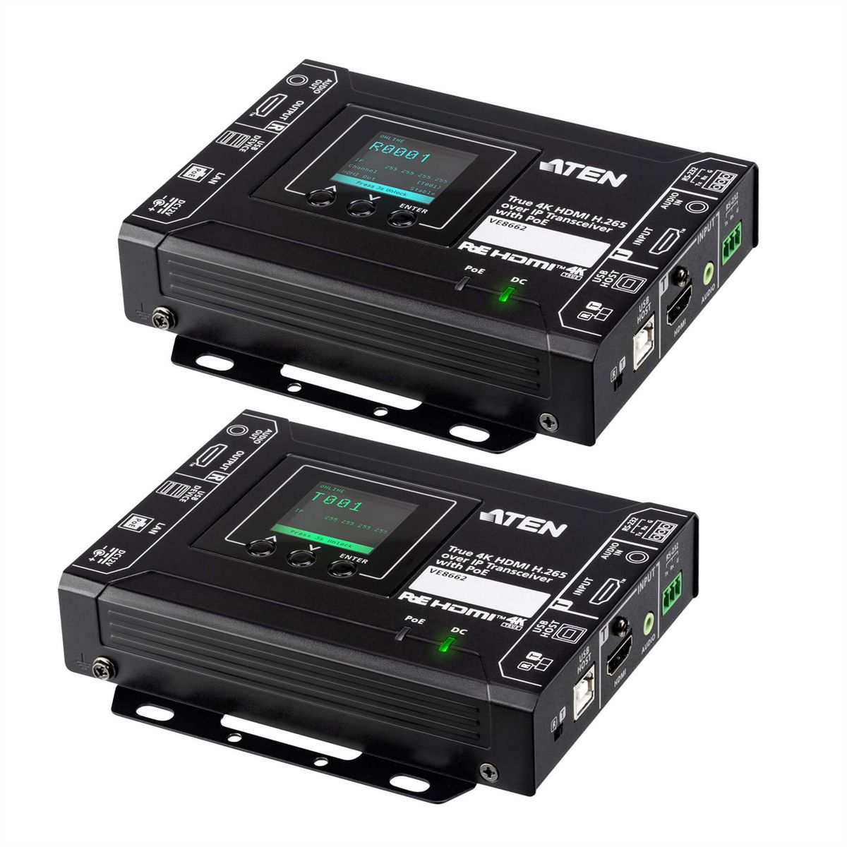 ATEN VE8662 Émetteur-récepteur HDMI H.265 sur IP véritable 4K avec PoE