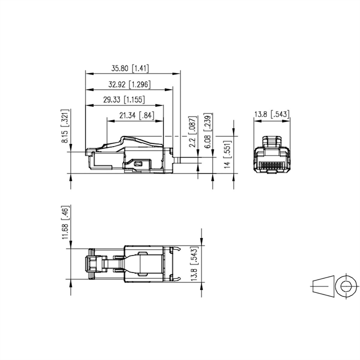 METZ CONNECT Connecteur RJ45 C6A ultra-court