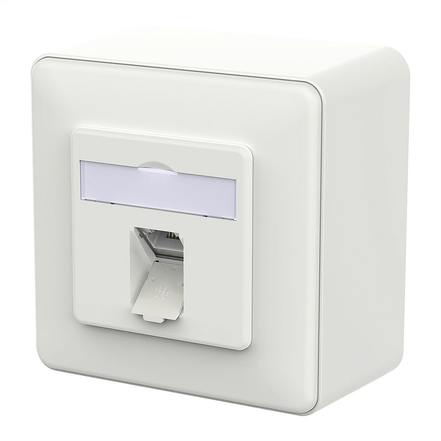 METZ CONNECT E-DAT C6A LSA++ Prise, 1 port, apparent (AP), blanc signalisation brillant
