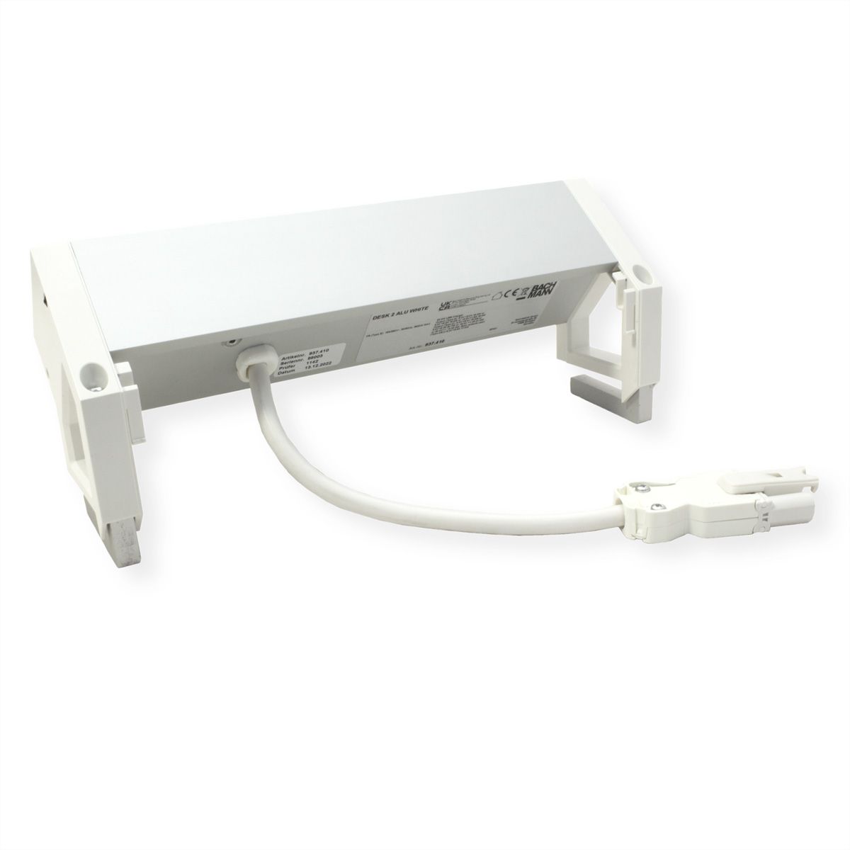 BACHMANN DESK2 ALU WHITE 2xUTE 1xUSB A/C 22W 1xinterrupteur 0,2m
