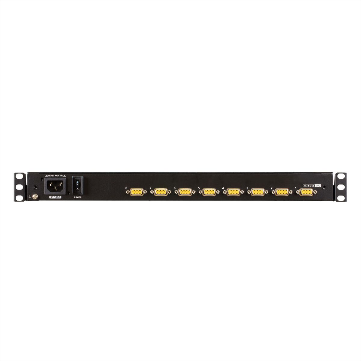 ATEN CL3108NX Commutateur KVM, 18,5" TFT, VGA, PS/2-USB, 8 ports, IT-Layout