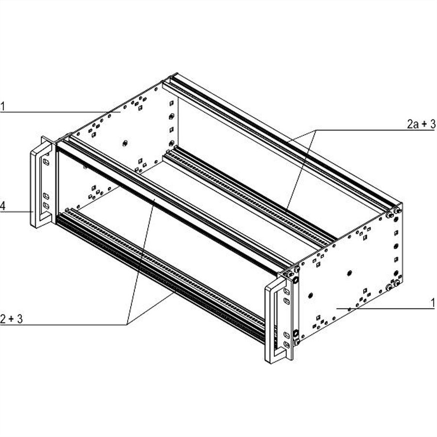 SCHROFF EuropacPRO 19" Subrack Kit pour chemin de fer, blindage rétrofit, EN 50155, 3 U, 84 CV, 235 mm
