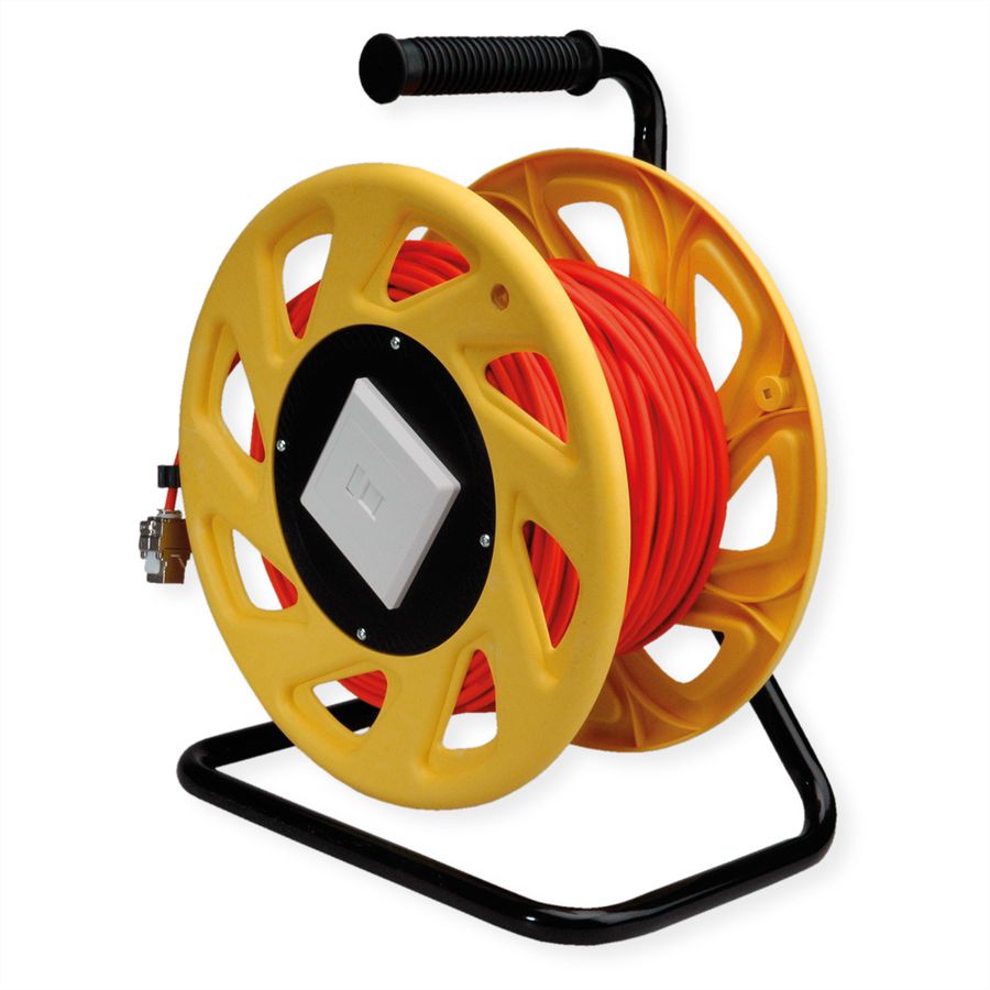 ROLINE Enrouleur de câble RJ-45 Cat.7, fils solides AWG26, connecteurs Cat.6A, orange, 60 m