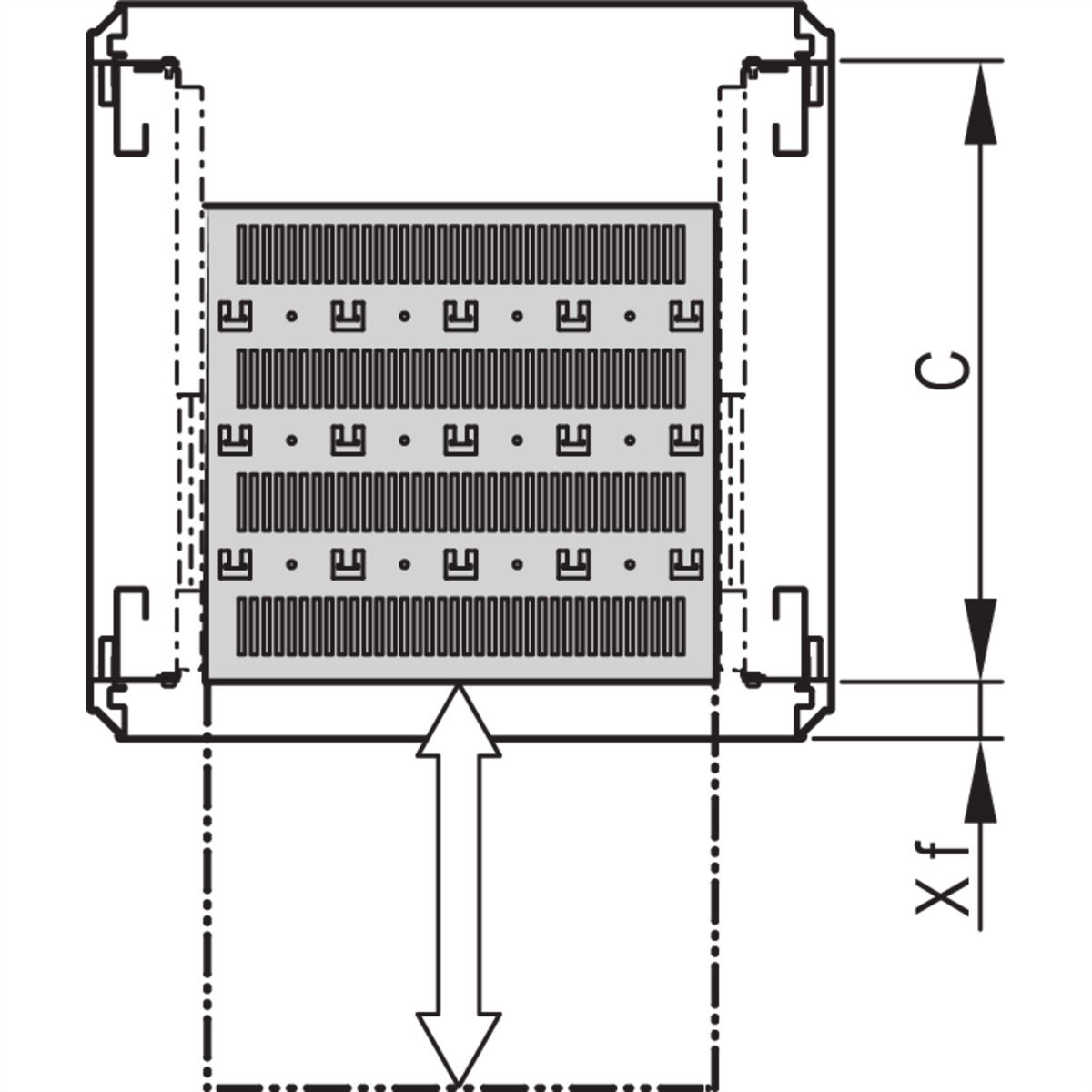 SCHROFF Varistar 19'' étagère, télescopique, 30 kg, RAL 7021, raccourci, 600W 500D