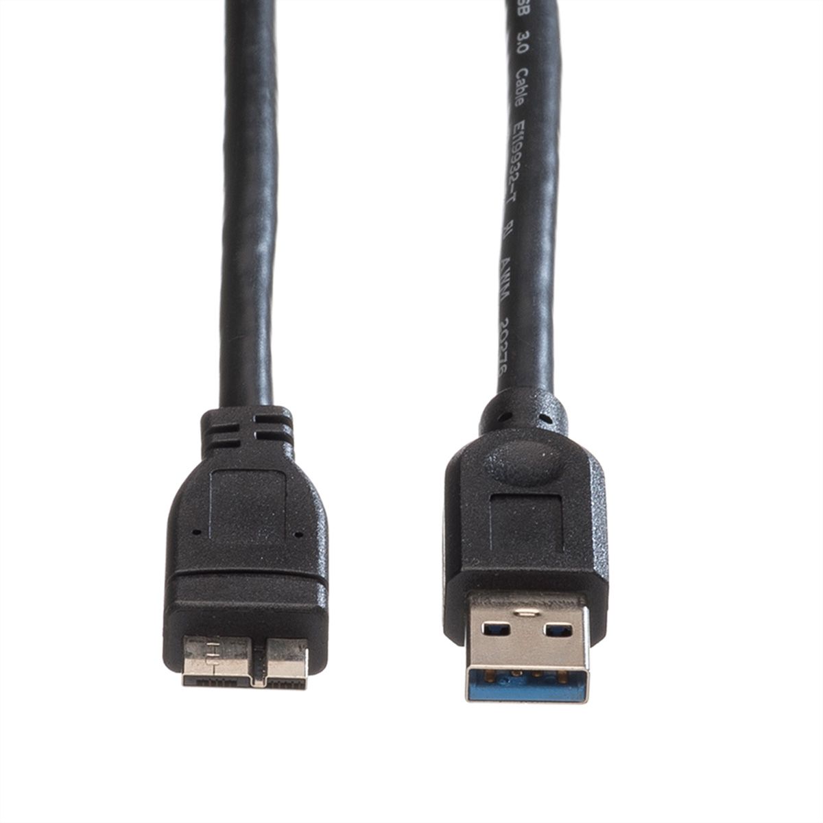 ROLINE Câble USB 3.2 Gen 1, A M - Micro A M, noir, 0,8 m