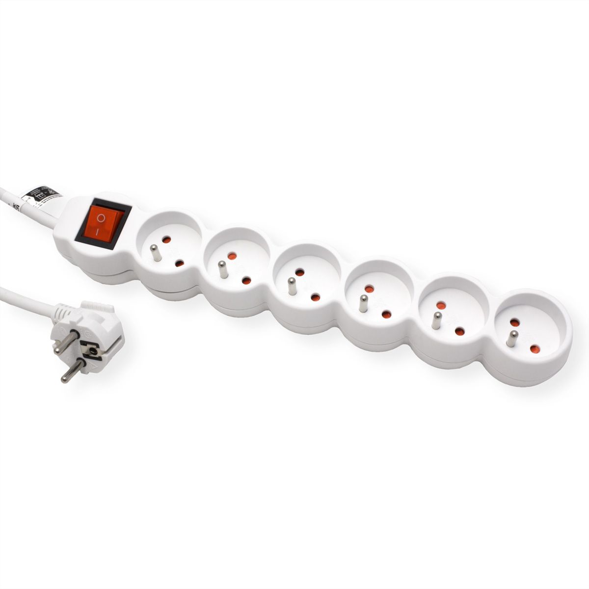 VALUE Prise multiple, 6x UTE avec interrupteur, blanc, 1,5 m