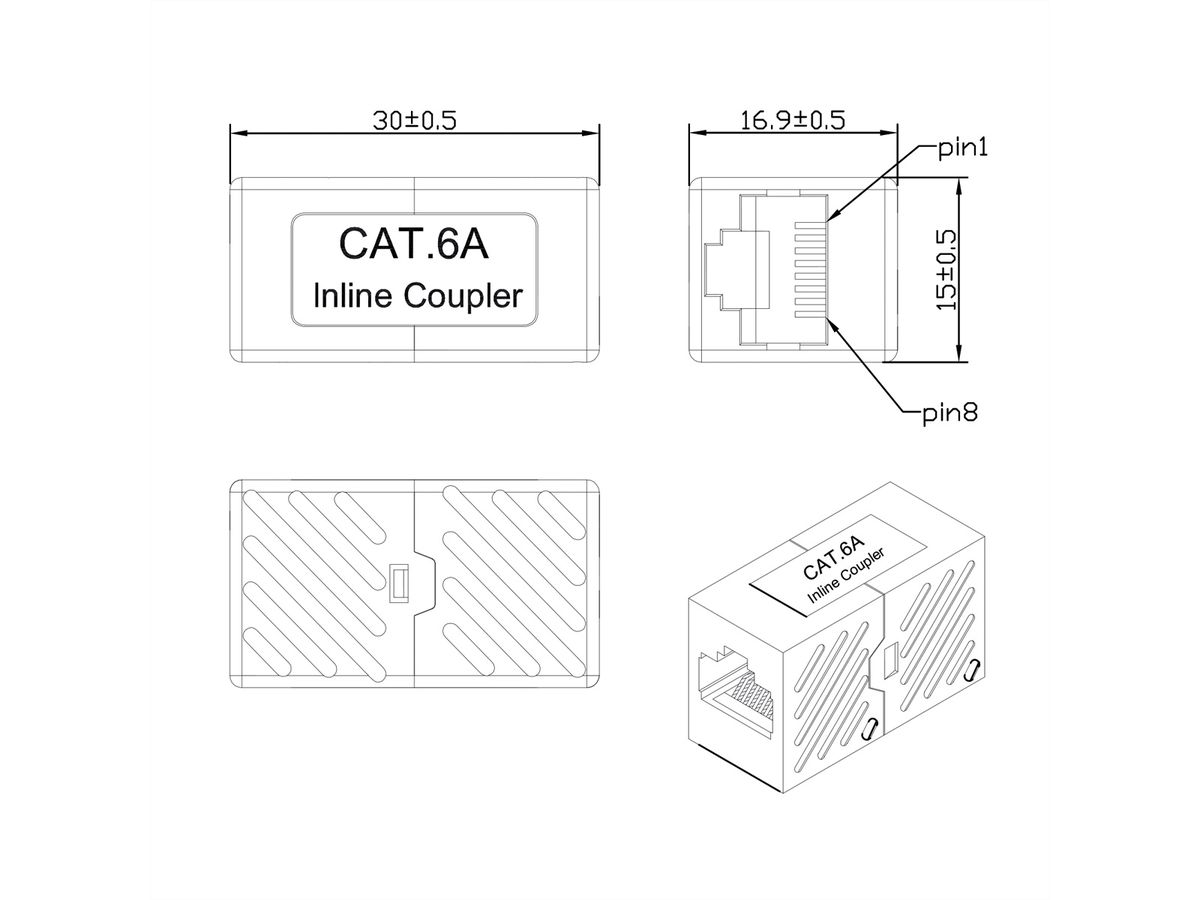 ROLINE Coupleur RJ-45 non blindé, Cat.6A/Classe EA, blanc