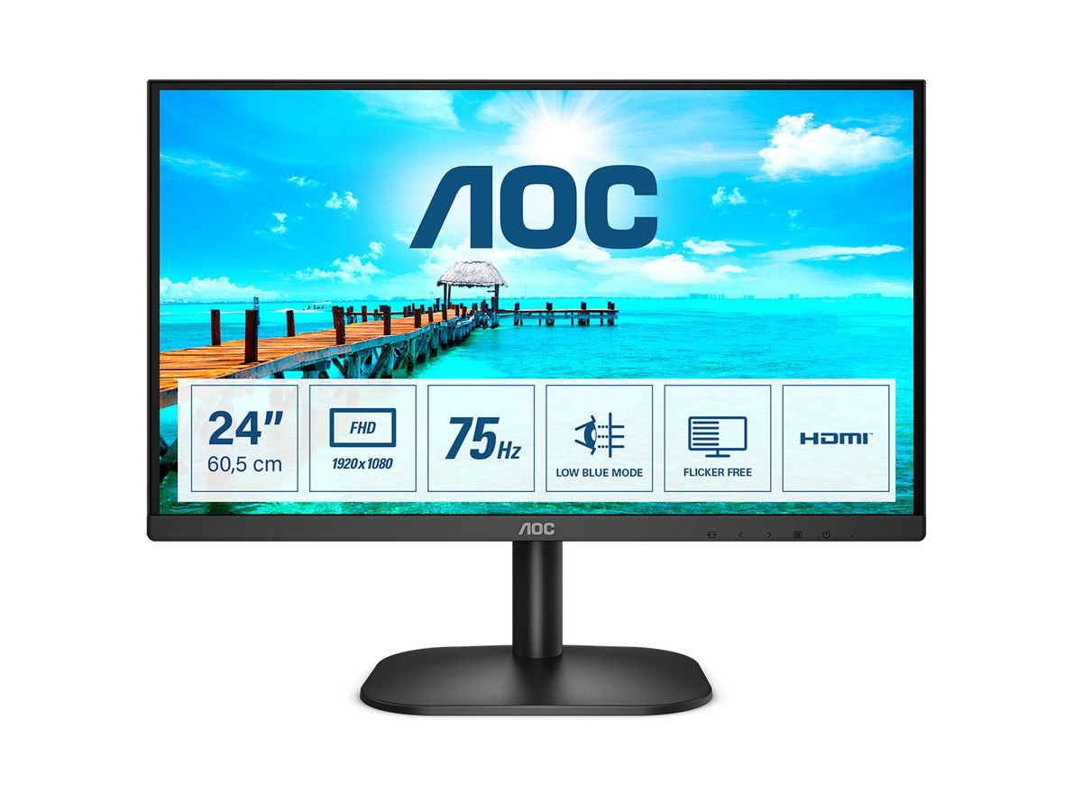 AOC B2 24B2XHM2 écran plat de PC 60,5 cm (23.8") 1920 x 1080 pixels Full HD LCD Noir