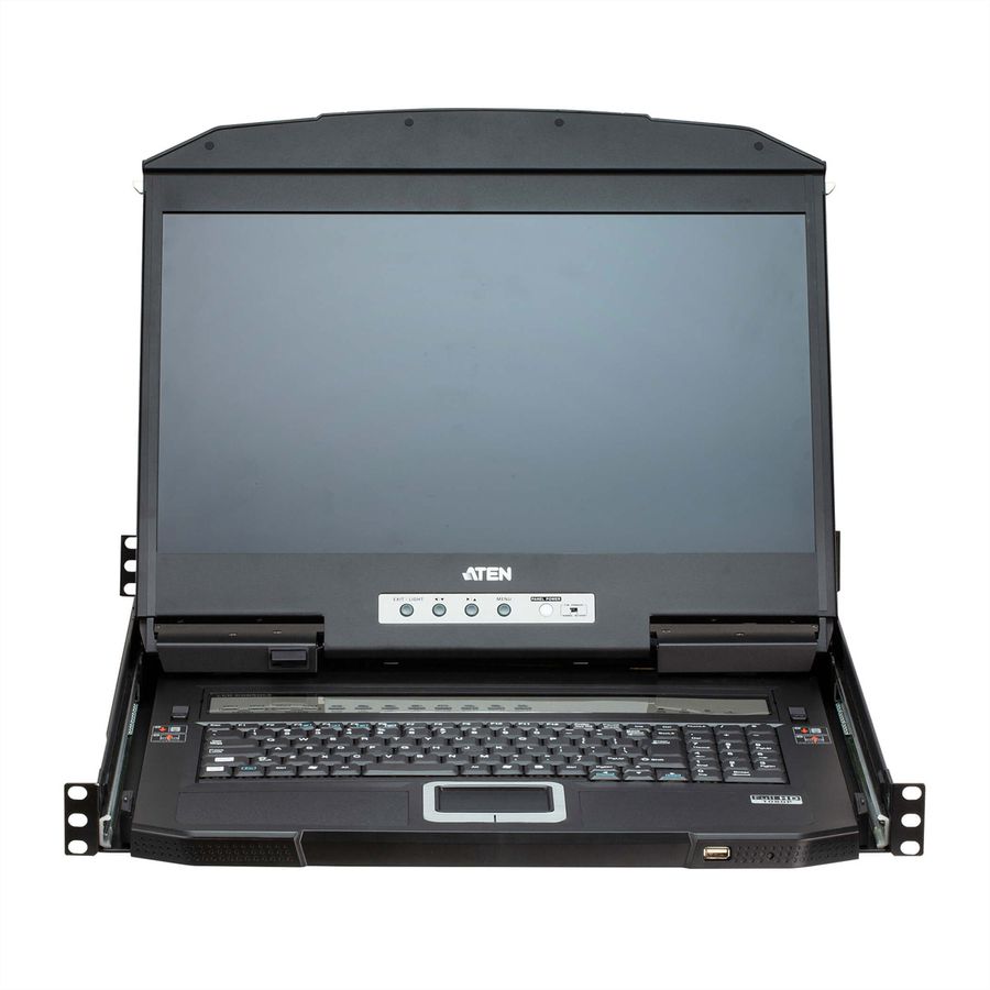 ATEN CL3884NW Commutateur KVM HDMI multivue LCD de 18,5" à deux rails USB 4 ports, FR-Layout
