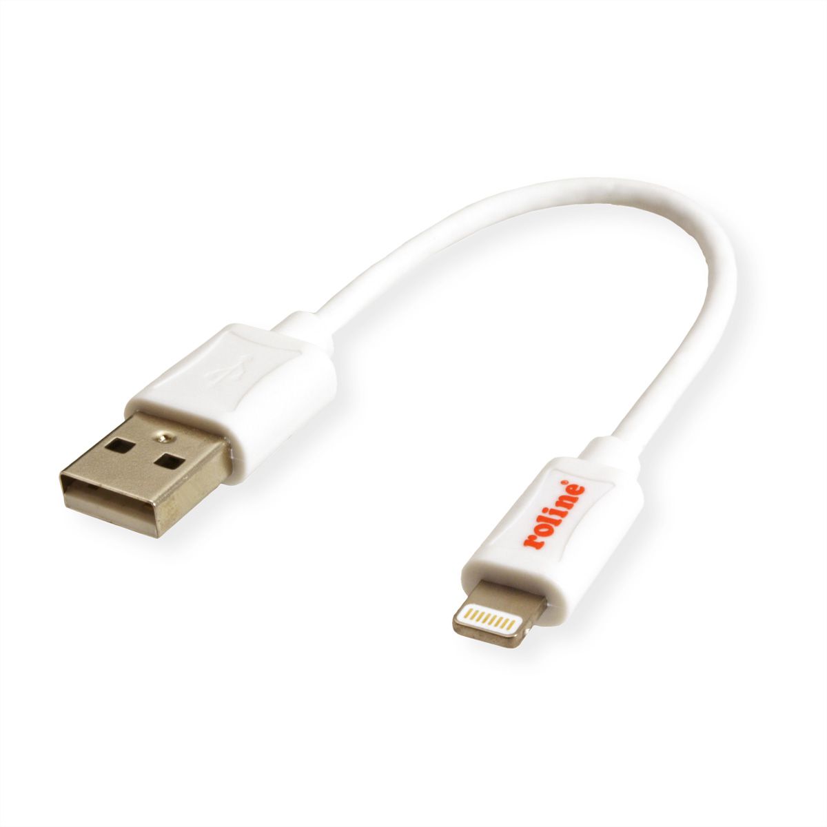 ROLINE Câble de charge et synchronisation pour appareils à connecteur 8pin, blanc, 0,15 m