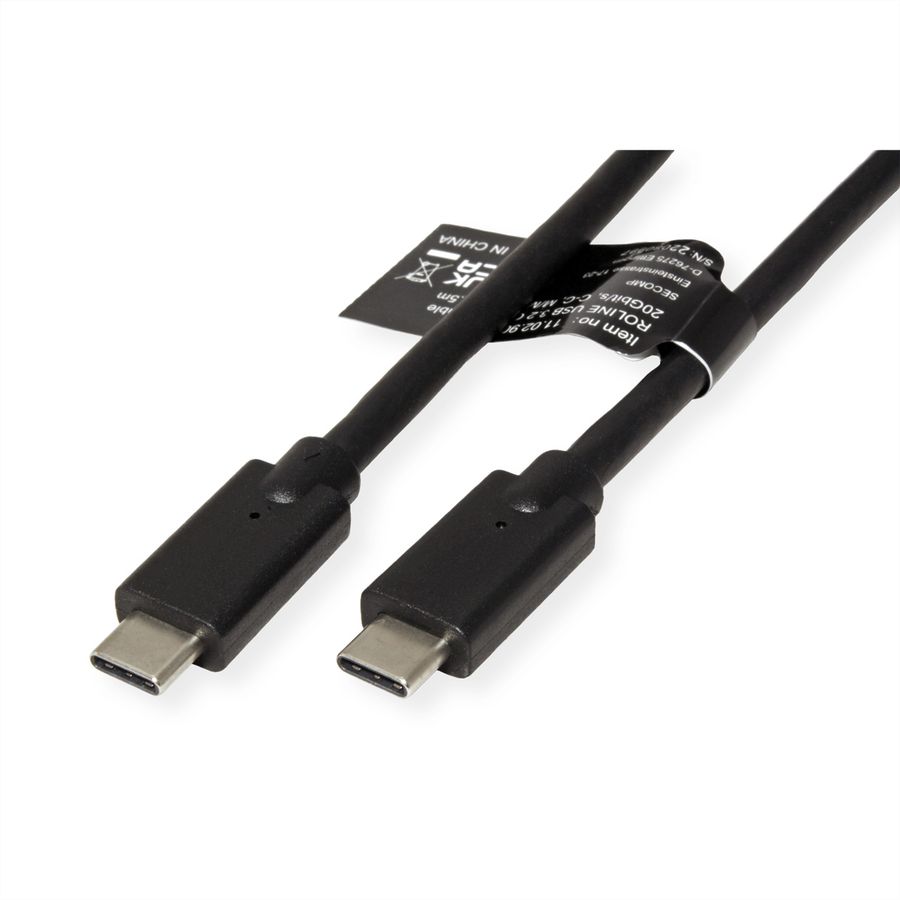ROLINE Câble USB3.2 Gen2x2, C–C, M/M, 4K UHD-1, 20Gbit/s, 240W, noir, 1 m