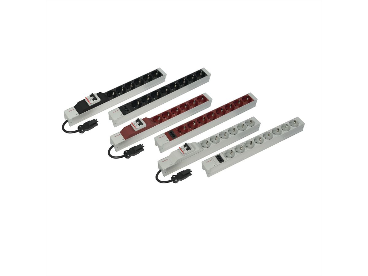 Bâti de prises SCHROFF, 2P+T, avec entrée Wieland®, 19", rouge