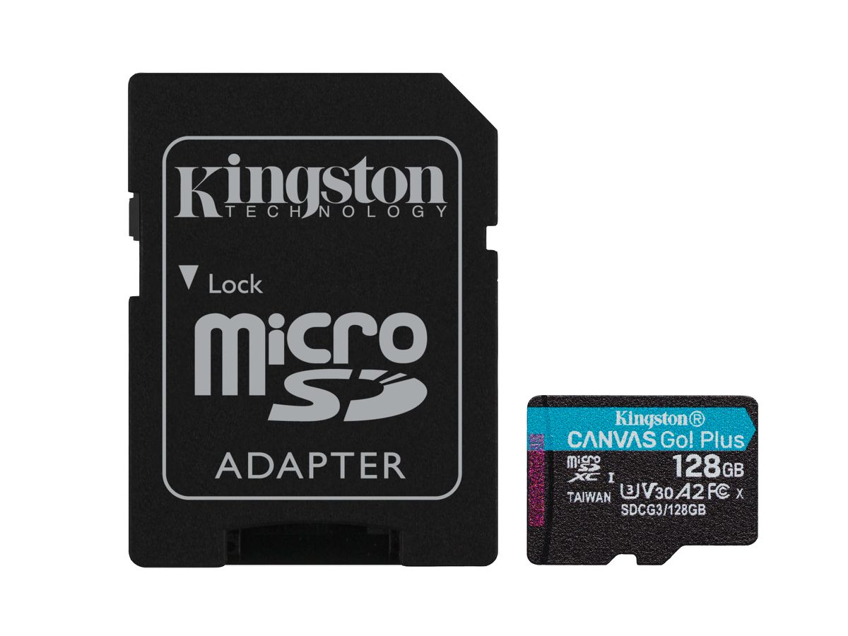 Kingston Technology Carte microSDXC Canvas Go Plus 170R A2 U3 V30 de 128 Go + ADP