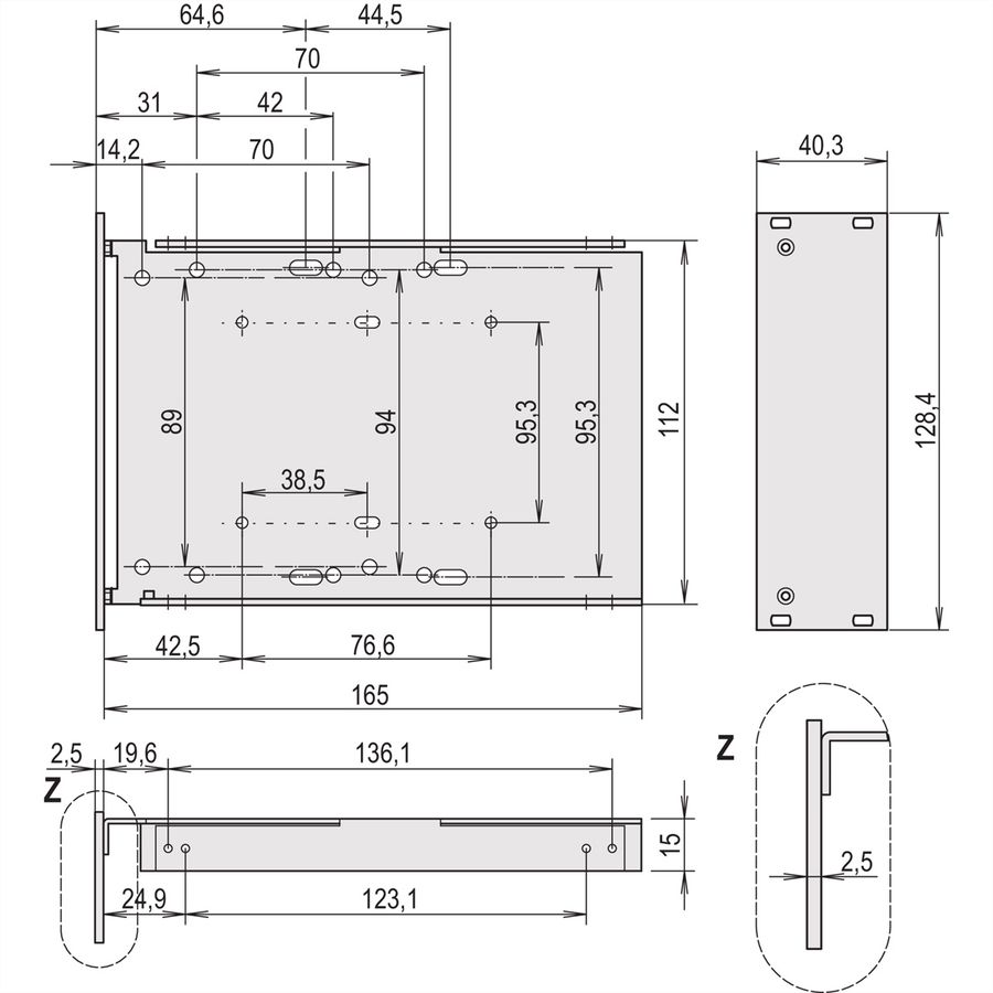 SCHROFF Unité d'entraînement HD 1 x 3,5", support de montage, 3 U, vertical, version vissée