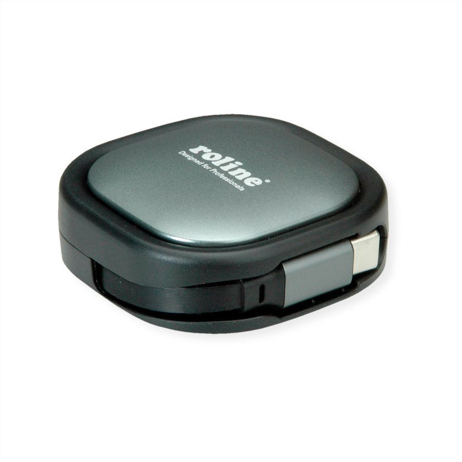 ROLINE Câble rétractable USB 2.0, 60W, C-C, M/M, noir, 1,2 m