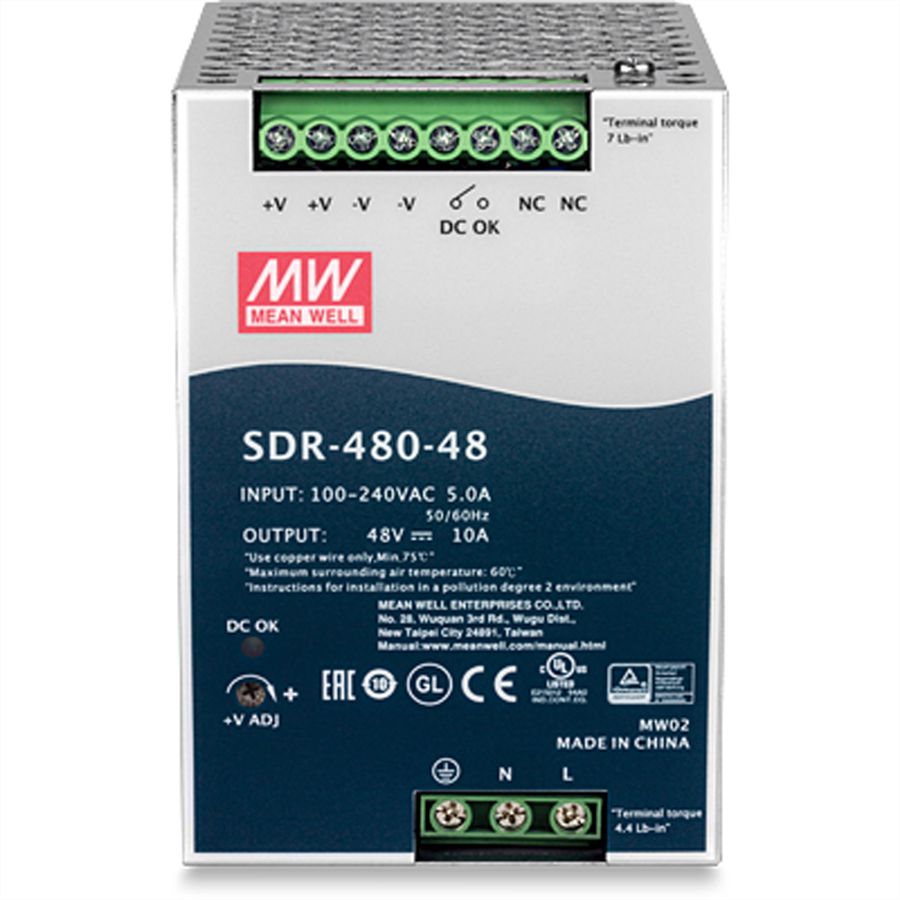 TRENDnet TI-S48048 Alimentation rail DIN AC vers DC 10A, 48V, 480W, PFC