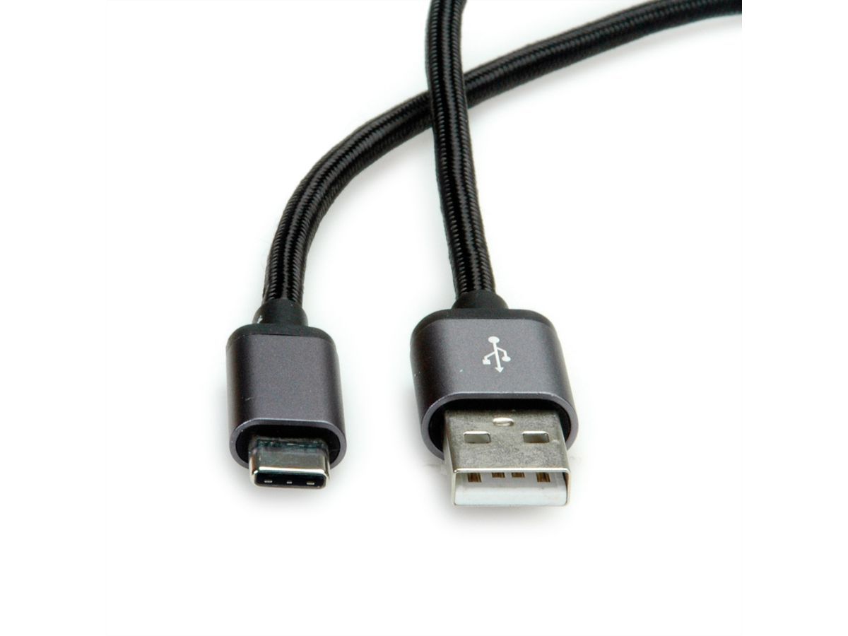 ROLINE Câble USB 2.0, C-A, M/M, noir, 1,8 m
