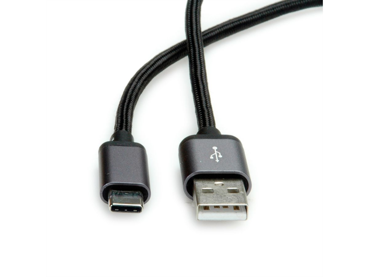 ROLINE Câble USB 2.0, C-A, M/M, noir, 0,8 m