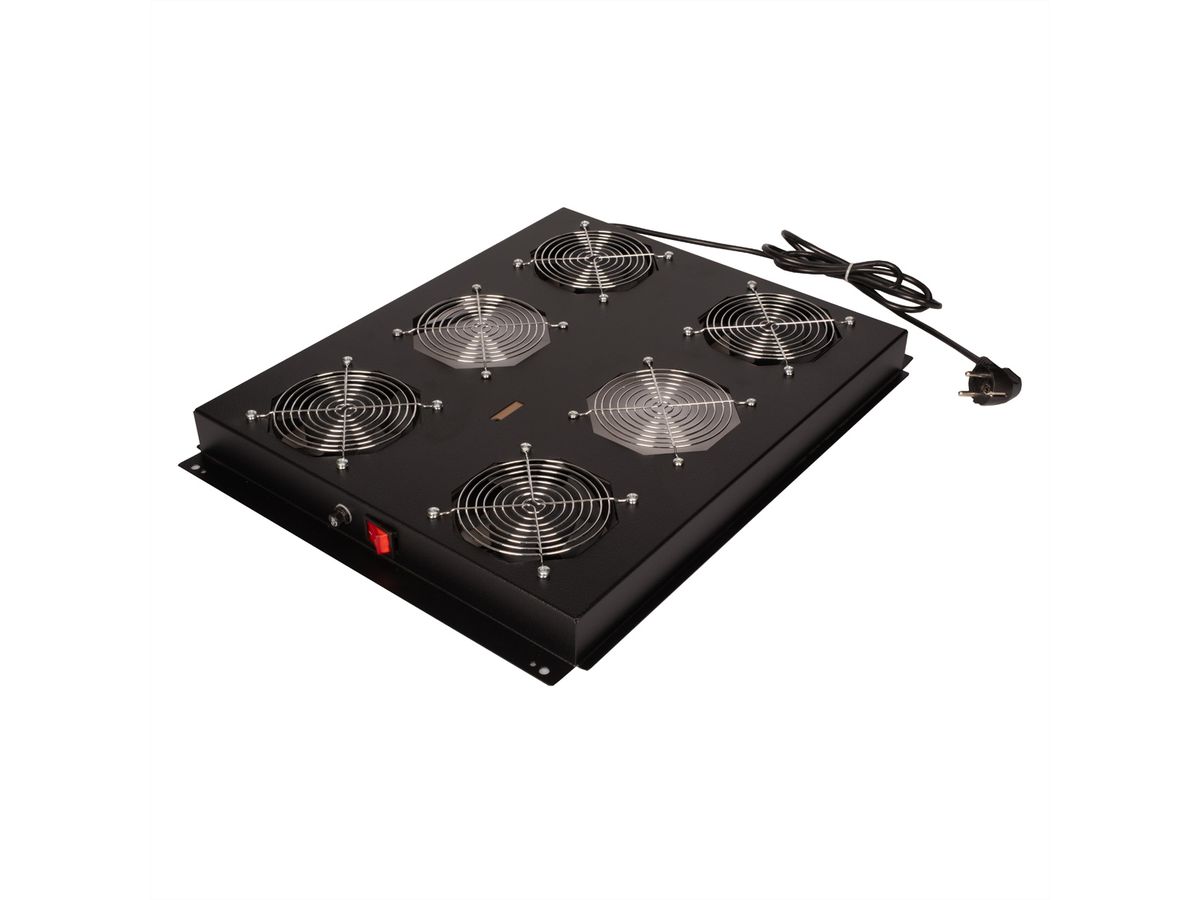 ROLINE 19" Unité de ventilation de toit, 4 ventilateurs, ON/OFF, pour baie serveur par serie, noir
