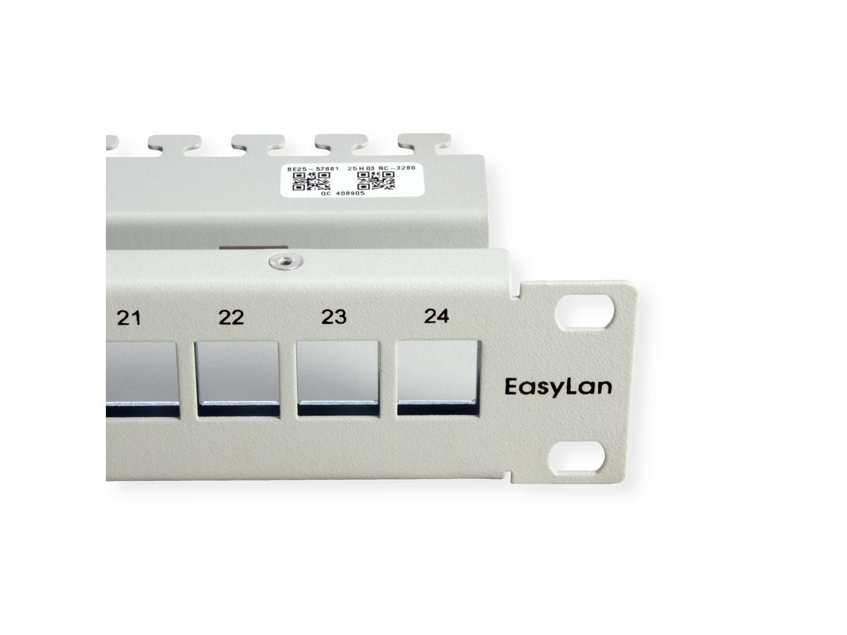 EasyLan preLink / fixLink Paneau 19'' 1U, vide, pour 24 Keystones