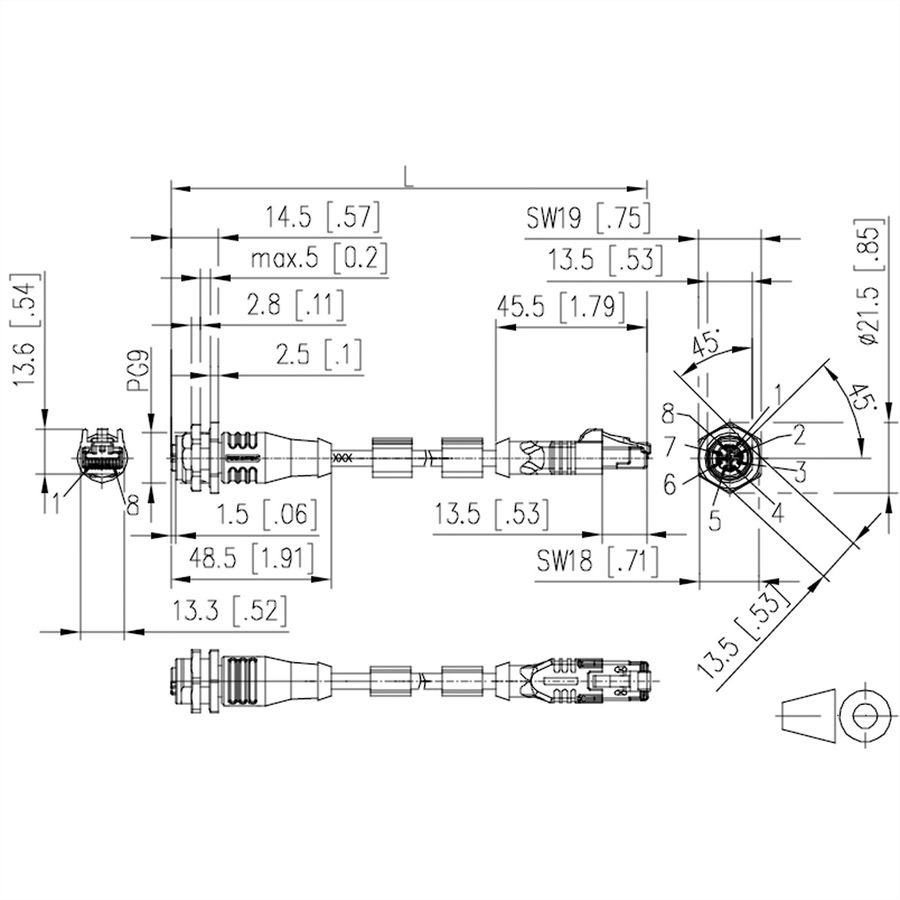 METZ CONNECT Câble Ethernet industriel M12-RJ45, codage X, 1 m
