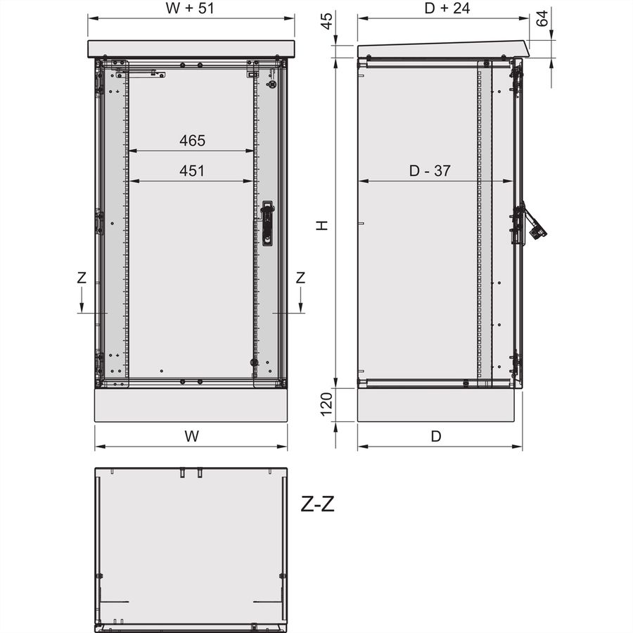 SCHROFF Outdoor Comline ECL Cabinet avec socle, 600H 600W 500D