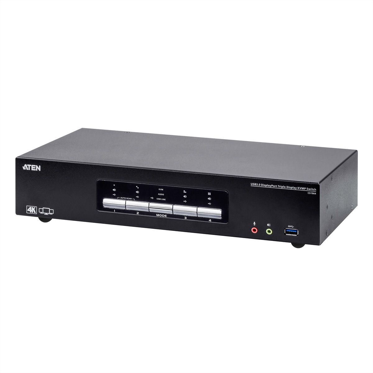 ATEN CS1964 Commutateur KVM 3 affichages DisplayPort 4K, 4 ports USB 3.0