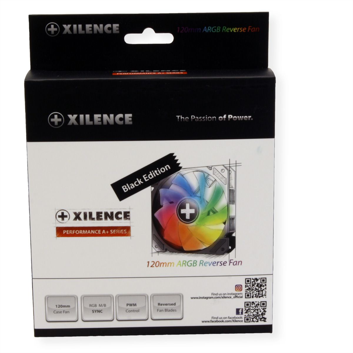 XILENCE Performance A+ REVERSE XF065, Ventilateur LED ARGB 120 mm noir