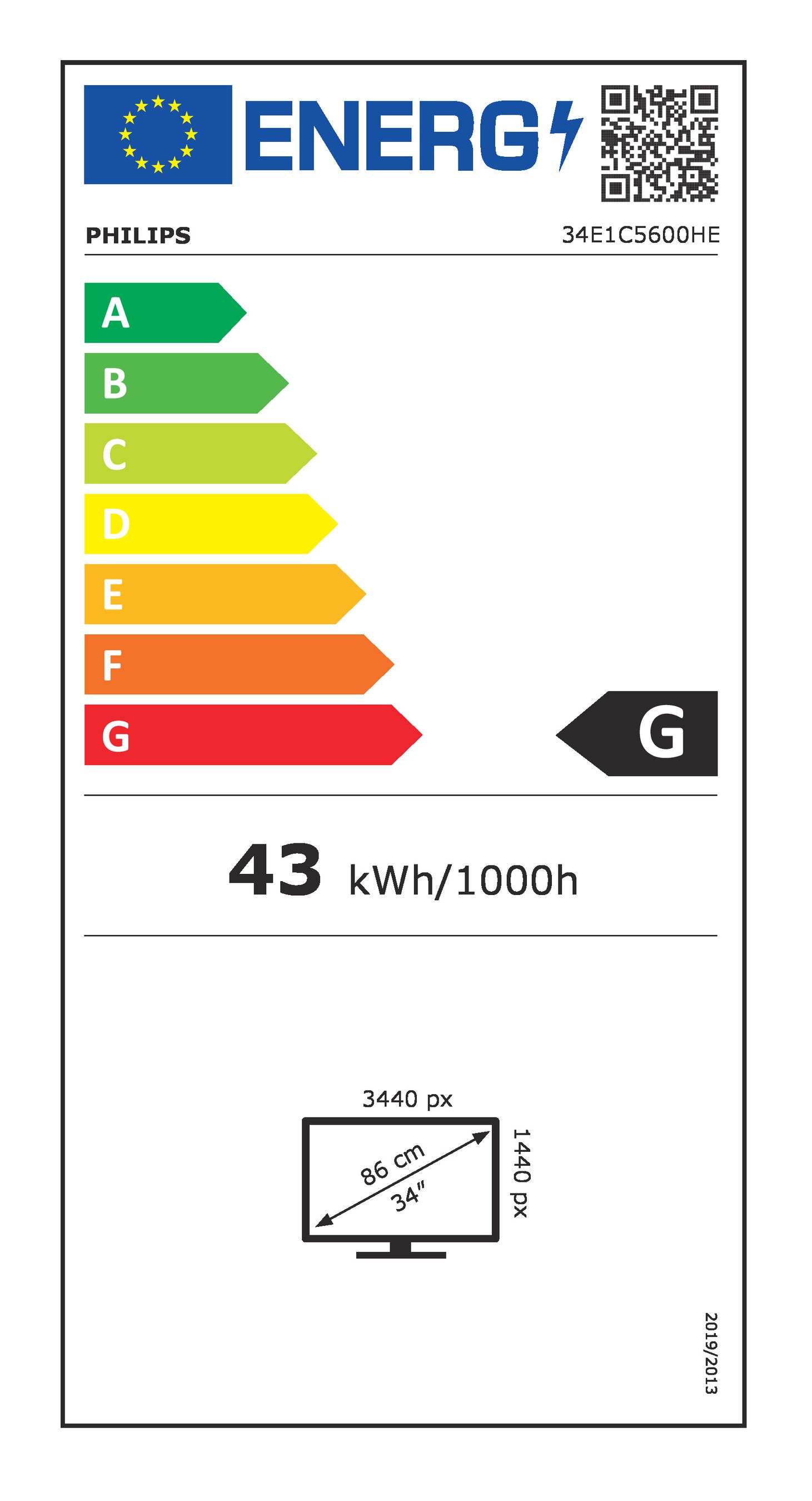 Philips 5000 series 34E1C5600HE/00 LED display 86,4 cm (34") 3440 x 1440 pixels 4K Ultra HD Noir