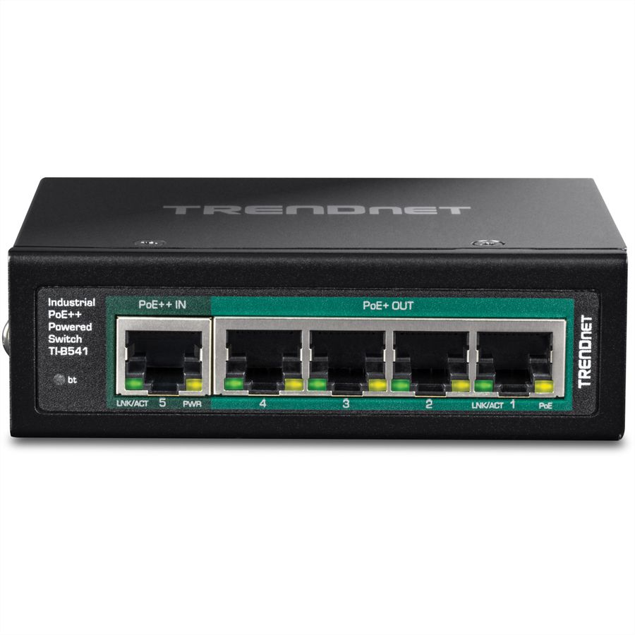 TRENDnet TI-B541 Switch industriel Gigabit PoE++ 5 ports, alimenté par rail DIN avec Pass-Through PoE